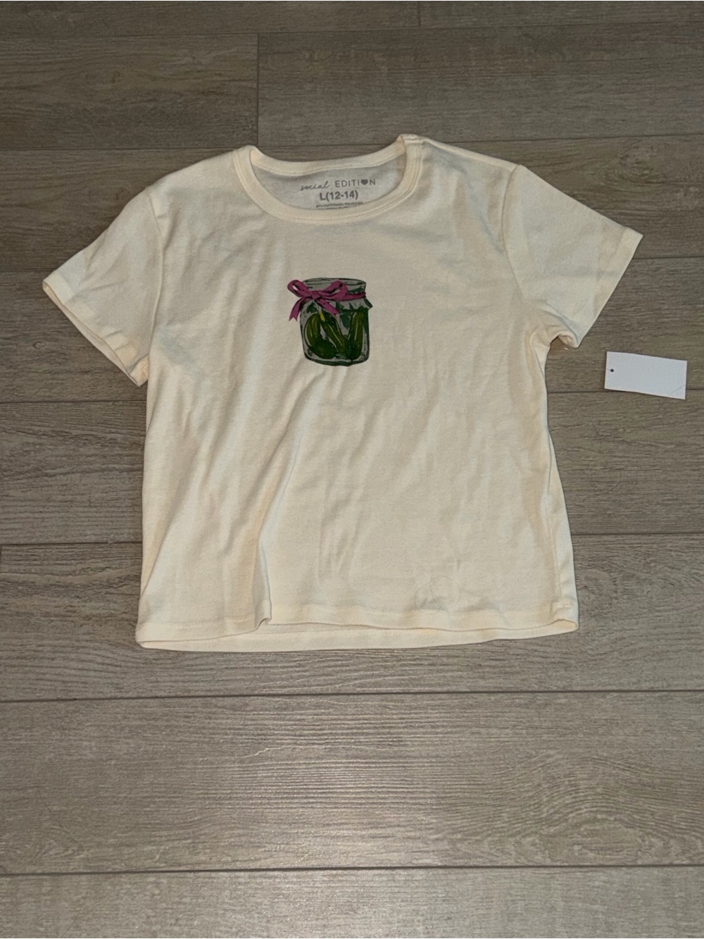 Cream Short-Sleeve Tee with Green Jar Graphic